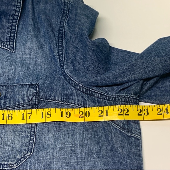 GAP Factory Blue Denim Button Down Shirt - Picture 9 of 10